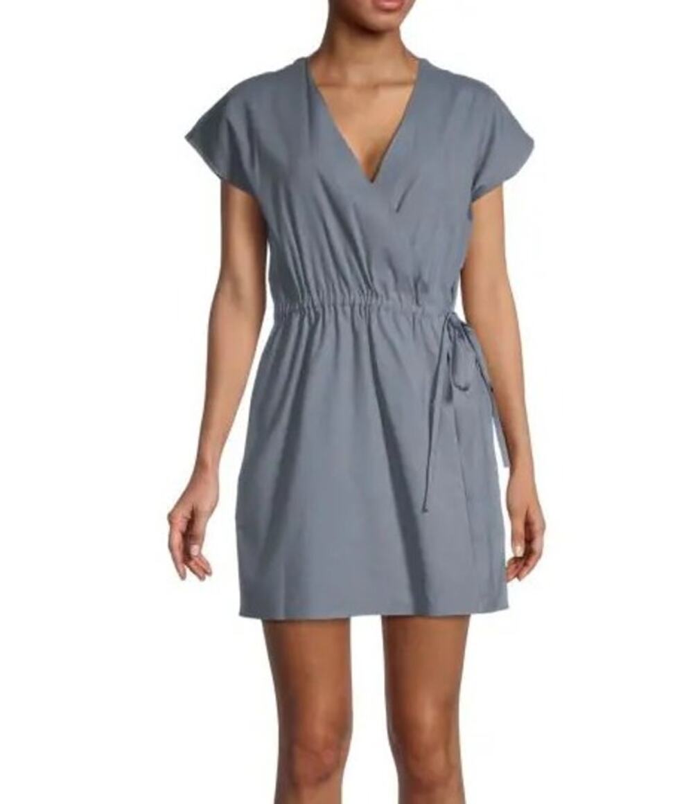 Women's Theory Blue Wrap Romper Size Medium Designer Jumpsuit Summer
